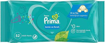 Prima Islak Havlu Mendil Temiz ve Ferah/Fresh Clean 52 Yaprak (Bitki Bazlı) Tekli Pk