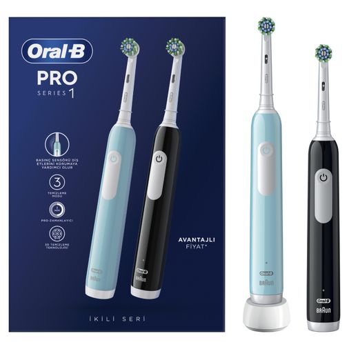 Pro Series 1 İkili Paket Siyah Ve Mavi Şarjlı Diş Fırçaları