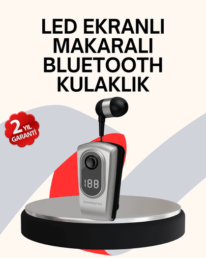 Profesyonel Bluetooth Kulaklık – Klipsli, Titreşimli, Dijital Göstergeli