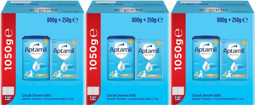 Pronutra 800GR+250GR Toplam: 1050GR Devam Sütü No:4 (1 Yaş ve Üzeri) (3 Lü Set)