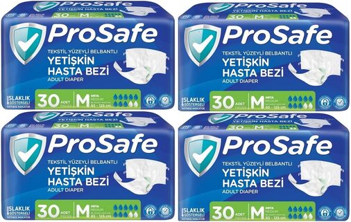 Prosafe Yetişkin Bezi Bel Bantlı Tekstil Yüzey M - Medium - Orta Boy 120 Adet (4PK*30)