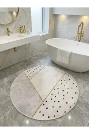 Puantiyeli Ve Çizgili Lateks Taban Banyo Paspası