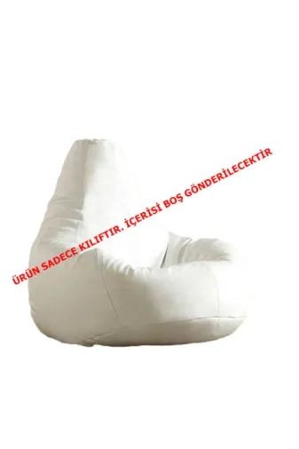 Pufumo derikılıf Suni Deri Armut Koltuk Kılıfı Beyaz ( Içi Boş Ürün )