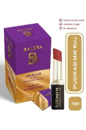Pure Matte Powder Lipstick No: 118 - Nemlendirici Pudramsı Mat Ruj Makyaj Temizleme Mendili Hediyeli
