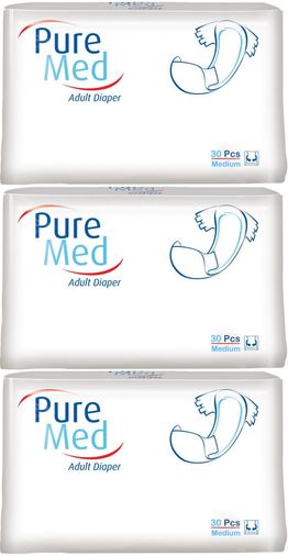 Puremed Yetişkin Bezi Bel Bantlı Tekstil Yüzey M - Orta - Medium 90 Adet (3PK*30)