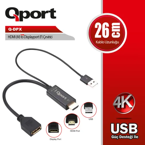 (Q-DPX) HDMI TO DISPLAY PORT CEVIRICI