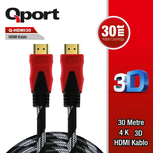 Qport Q-HDMI30 HDMI 1.4 Altın Uçlu 30 Metre Kablo