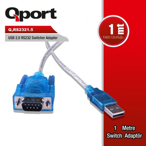 Qport Q-RS2321.5 USB 2.0 - RS232 Çevirici Kablo 1 m