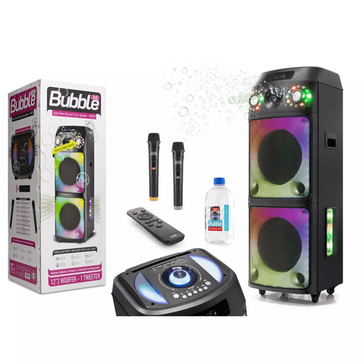 QR0FpPKtbG Subzero Wr170 12"x2 100W 2 Kablosuz Mikrofonlu Kumandalı Baloncuk Çıkartan Rgb Bluetooth/usb/sd Müzik Kutusu