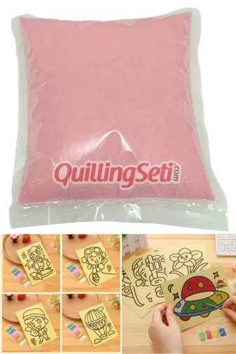 quilling 1KG-Pembe-Kum 1Kg Pembe Renk Kum Boyama Kumu, Aktivite Kumu, Oyun Kumu, Dekoratif Renkli Kum 1000Gr