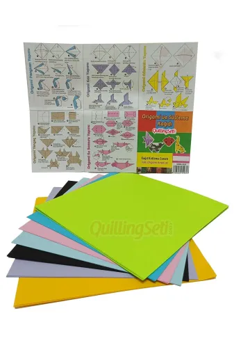 quilling ORG-200lu-SadeRenkli-20cm-Cift Origami Kağıdı, 200 Adet Çift Taraflı Karışık Renkli Origami - 200 Adetli 20 Cm X 20 Cm Set