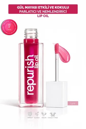 repurish RPR2602-01 Gül Mayası Dudak Bakım Yağı (Lip Oil) - Gül Kokulu, Nemlendirici, Parlatıcı, Vitamin E, Koruyucu