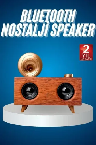 Retro Tasarımlı Bluetooth Hoparlör 1800 Mah Ahşap Renk