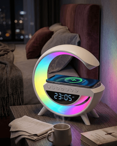 Rgb Işıklı Kablosuz Şarjlı Bluetooth Hoparlör Saat Ve Alarm Özellikli