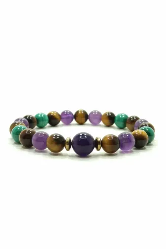 Rio Takı RIO-KDBL280 Migren Bilekliği Ametist Malahit Doğal Taş Bileklik Rio