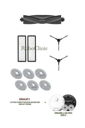 Roboclinic Dreame L10S Pro Gen 2 Robot Süpürge Uyumlu Fırça, Hepa Filtre, Mop Seti-11 Parça