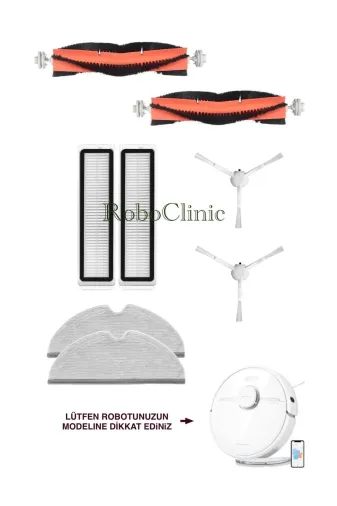 Roboclinic Dreame7liset Dreame Vacuum Mop D9 Robot Süpürge Uyumlu Fırça,hepa Filtre,mop Seti-8 Parça