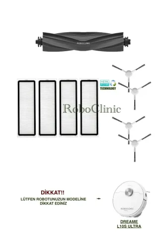Roboclinic dreamel10sultra Dreame L10S Ultra Robot Süpürge Uyumlu Yedek Fırça,hepa Filtre Seti-9 Parça