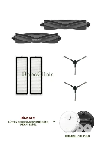 Roboclinic l10splus Dreame L10S Plus Robot Süpürge Uyumlu Yedek Ana Fırça,yan Fırça,hepa Filtre Seti-6 Parça