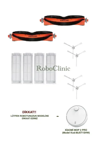 Roboclinic mop2pro4 Xiaomi Mi Robot Vacuum Mop 2 Pro Beyaz (Model Kod:mjst1Shw) Uyumlu Yenileme Seti-10 Parça