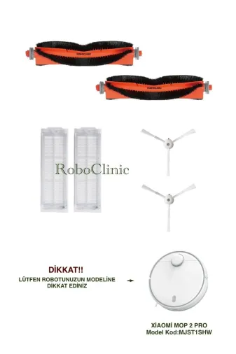 Roboclinic mop2pro5 Xiaomi Mi Robot Vacuum Mop 2 Pro Beyaz (Model Kod:mjst1Shw) Uyumlu Yenileme Seti-6 Parça