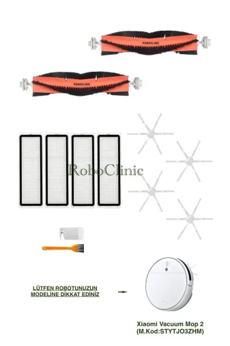 Roboclinic Roboclinic0043 Xiaomi Mi Robot Vacuum Mop 2 (Stytjo3Zhm) Robot Süpürge Ile Uyumlu Fırça, Filtre Seti-12 Parça