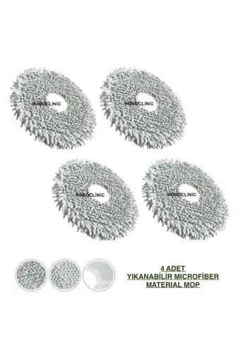 Roboclinic Roborock Qrevo Curv Robot Süpürge Uyumlu Yıkanabilir Microfiber Mop-4 Adet