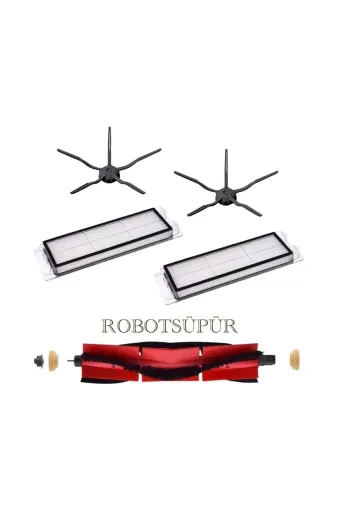 Roboclinic Roborock S6 -S6 MAX-S6MAXV-S6 PURE 1036 Roborock S6 Siyah Robot Süpürge Uyumlu 5 Li Yedek Parca Set