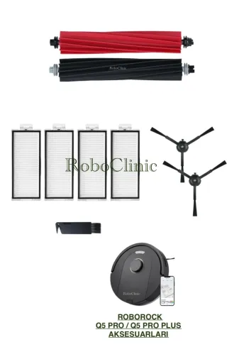 Roboclinic Roborockq5siyah Roborock Q5 Pro / Q5 Pro Plus Uyumlu Fırça, Hepa Filtre Seti-9 Parça