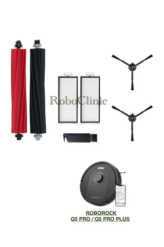 Roboclinic Roborockq5siyah Roborock Q5 Pro / Q5 Pro Plus Uyumlu Fırça, Hepa Filtre Seti-7 Parça