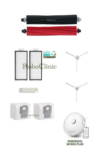 Roboclinic Roborockq8beyaz Roborock Q8 Max Plus Robot Süpürge Uyumlu Toz Torbası, Fırça, Hepa Filtre Seti-9 Parça