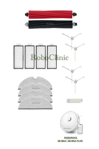 Roboclinic Roborockq8beyaz Roborockk Q8 Max, Q8 Max Plus Robot Süpürge Uyumlu Fırça,hepa Filtre,mop-15 Parça