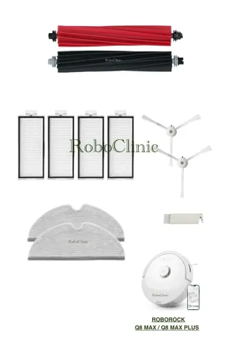 Roboclinic Roborockq8beyaz Roborockk Q8 Max, Q8 Max Plus Robot Süpürge Uyumlu Fırça,hepa Filtre,mop-11 Parça