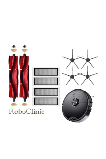 Roboclinic roborocks6maxv10adsih Roborock S6 Maxv Robot Süpürge Uyumlu Yedek Ana Fırça, Yan Fırça, Hepa Filtre, Mopsuz Yenileme Seti