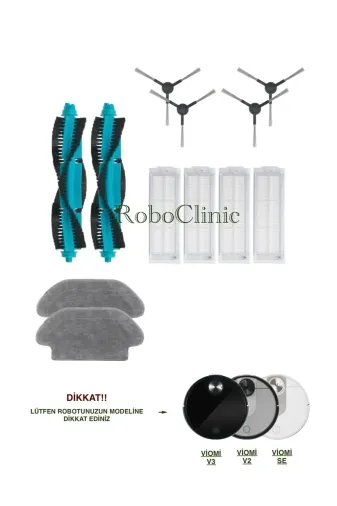 Roboclinic viomise1 Xiaomi Mop Pro / Viomi Se-V2-V3-V2Pro-V3Pro Uyumlu Yedek Fırça,hepa Filtre,mop Set-12 Parça