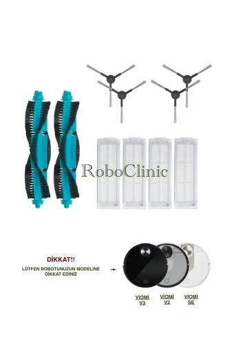 Roboclinic viomise1 Xiaomi Mop Pro / Viomi Se-V2-V3-V2Pro-V3Pro Uyumlu Yedek Fırça,hepa Filtre Set-10 Parça