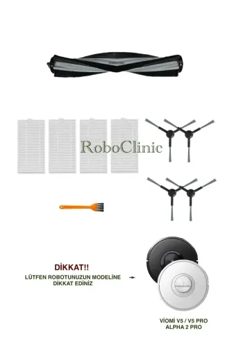 Roboclinic viomiv5 Viomi V5 / V5 Pro / Alpha 2 Pro Robot Süpürge Uyumlu Yedek Fırça,hepa Filtre Seti-10 Parça