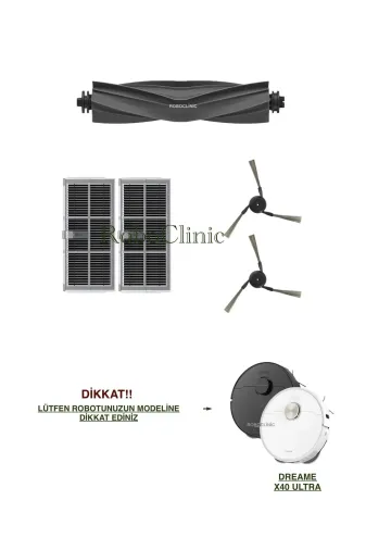 Roboclinic x40 l40 ultra Dreame X40 Ultra L40 Ultra Robot Süpürge Uyumlu Fırça, Hepa Filtre Seti-5 Parça