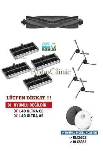 Roboclinic x40 l40 ultra Dreame X40 Ultra L40 Ultra Robot Süpürge Uyumlu Fırça, Hepa Filtre Seti-9 Parça