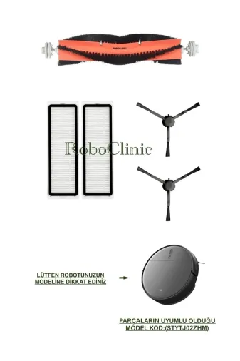 Roboclinic xiaomi 1c 2c f9 Xiaomi Mop 2 Pro 3D (Dikkat:kamerali-Plus Global)Uyumlu Yedek Firça Hepa Filtre Seti-5 Parça