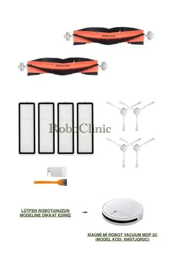Roboclinic xiaomi 2c4011 Xiaomi Mi Robot Vacuum Mop 2C Robot Süpürge Uyumlu Yedek Fırça,hepa Filtre Yenileme Seti-12 Parça