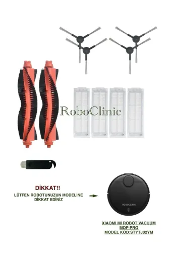 Roboclinic Xiaomi mop pro000112 Xiaomi Mi Robot Uyumlu Vacuum Mop Pro (Model Kod:styjo2Ym) Robot Süpürge Uyumlu Firça Filtre Seti.