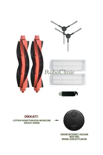 Roboclinic Xiaomi mop pro000112 Xiaomi Mi Robot Vacuum Mop Pro Robot Süpürge Uyumlu (M.kod:styjo2Ym) Fırça, Hepa Filtre Seti-7 Parça