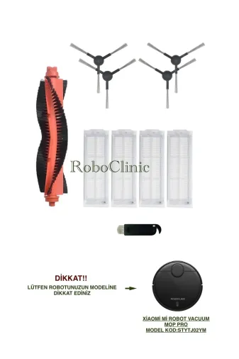 Roboclinic Xiaomi mop pro000112 Xiaomi Mi Robot Vacuum Mop Pro Robot Süpürge Uyumlu(M.kod:styjo2Ym) Fırça, Hepa Filtre Seti-10 Parça