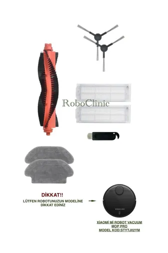 Roboclinic Xiaomi mop pro000112 Xiaomi Mi Robot Vacuum Mop Pro Robot Süpürge Uyumlu Fırça, Hepa Filtre, Mop Seti-8 Parça