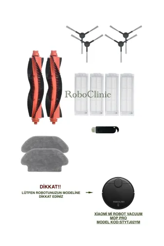 Roboclinic Xiaomi mop pro000112 Xiaomi Mi Robot Vacuum Mop Pro Robot Süpürge Uyumlu Fırça, Hepa Filtre, Mop Seti-13 Parça