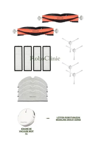 Roboclinic xiaomi0083 Xiaomi 1C / 2C Vacuum Mop Beyaz (Stytj01Zhm) Uyumlu Yenileme Seti-14 Parça