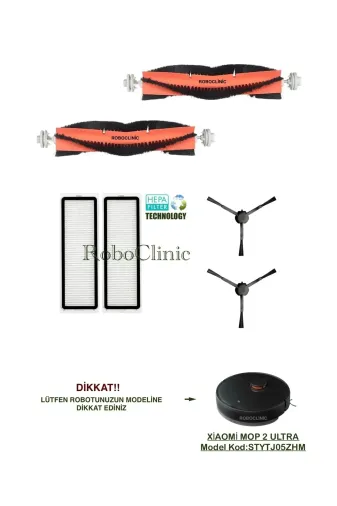 Roboclinic xiaomi0092 Xiaomi Mi Robot Vacuum Mop 2 Ultra (Model Kod:stytj05Zhm) Uyumlu Fırça,filtre,mop-6 Parça