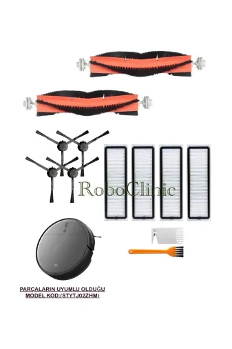 Roboclinic xiaomi1c12parça Xiaomi Mop 2 Pro 3D(Dikkat:kamerali-Plus Global M.kod:stytj02Zhm)Uyumlu Fırça,h.filtre Set-12 Parça