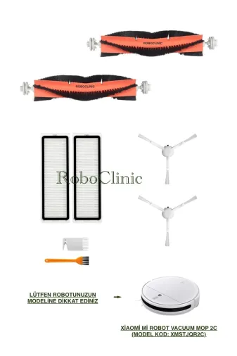 Roboclinic xiaomi2c00103 Xiaomi Mi Robot Vacuum Mop 2C (Model Kod: Xmstjqr2C) Uyumlu Fırça,hepa Filtre-8 Parça